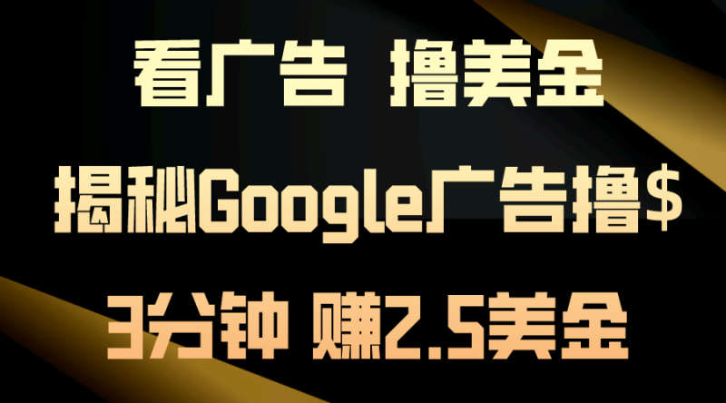 （10912期）看广告，撸美金！3分钟赚2.5美金！日入200美金不是梦！揭秘Google广告…| 网创圈
