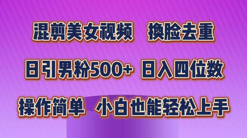 （10908期）混剪美女视频，换脸去重，轻松过原创，日引色粉500+，操作简单，小白也…| 副业网