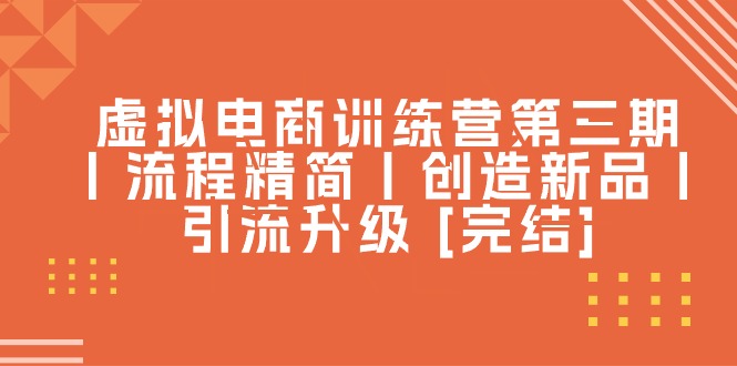 （10960期）虚拟电商训练营第三期丨流程精简丨创造新品丨引流升级 [完结]| 网创圈