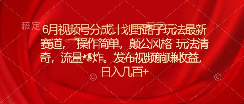 （11040期）6月视频号分成计划野路子玩法最新赛道操作简单，颠公风格玩法清奇，流…| 网创圈