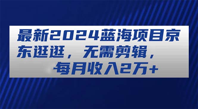 （11041期）最新2024蓝海项目京东逛逛，无需剪辑，每月收入2万+| 网创圈