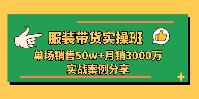 （11071期）服装带货实操培训班：单场销售50w+月销3000万实战案例分享（27节）| 副业网