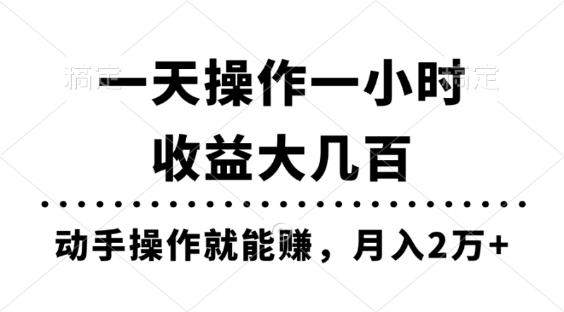 （11263期）一天操作一小时，收益大几百，动手操作就能赚，月入2万+教学| 副业网