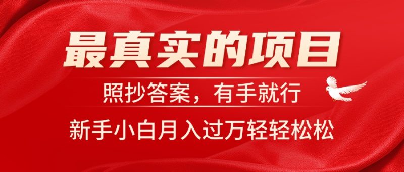 （11362期）最真实的项目，照抄答案，有手就行，新手小白月入过万轻轻松松| 网创圈