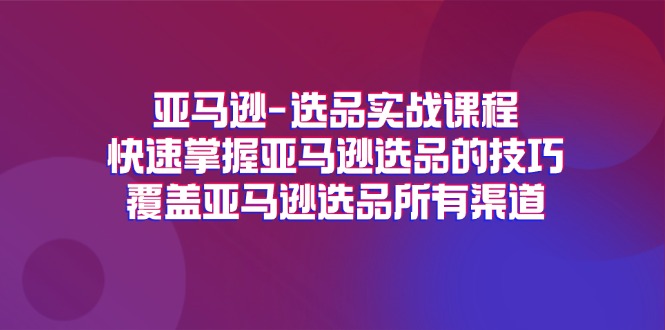 （11620期）亚马逊-选品实战课程，快速掌握亚马逊选品的技巧，覆盖亚马逊选品所有渠道| 网创圈