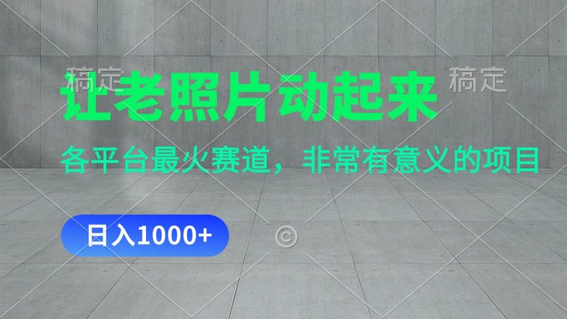 （11671期）让老照片动起来，一天变现1000+，各平台最火赛道，看完就会| 网创圈