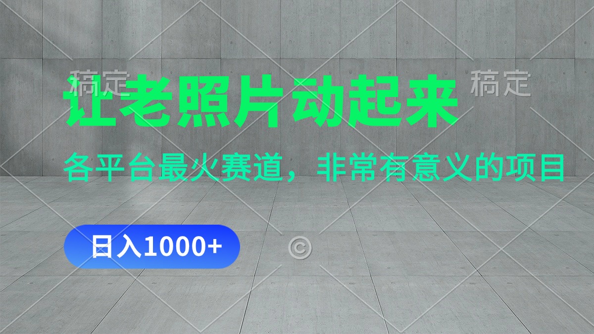（11671期）让老照片动起来，一天变现1000+，各平台最火赛道，看完就会| 网创圈