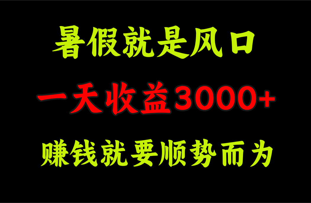 （11670期）一天收益3000+ 赚钱就是顺势而为，暑假就是风口| 网创圈