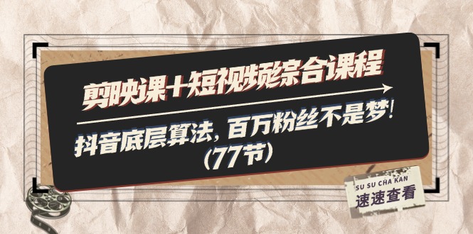 （11821期）剪映课+短视频综合课程：抖音底层算法，百万粉丝不是梦!（77节）| 网创圈