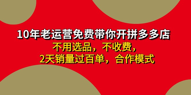 （11853期）拼多多 最新合作开店日收4000+两天销量过百单，无学费、老运营代操作、…| 网创圈
