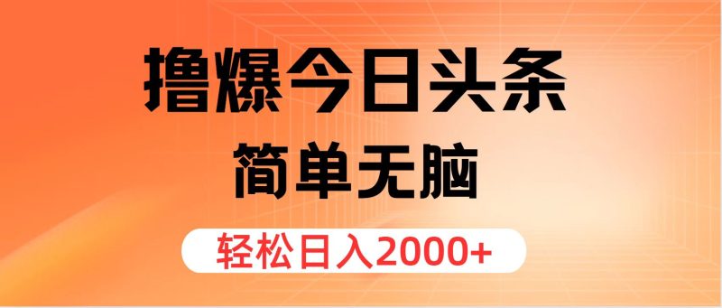 （11849期）撸爆今日头条，简单无脑，日入2000+| 副业网
