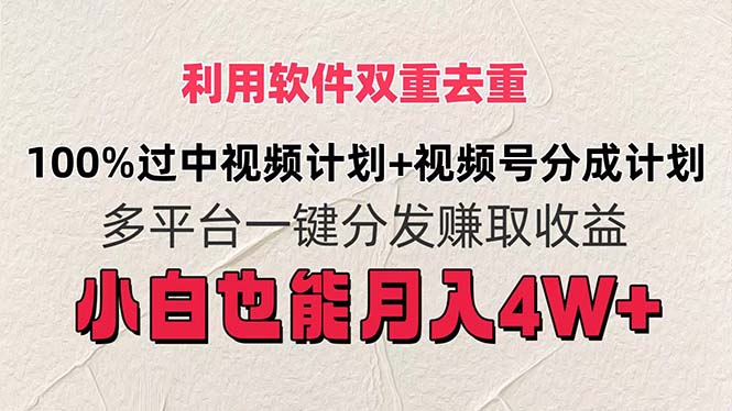 （11862期）利用软件双重去重，100%过中视频+视频号分成计划小白也可以月入4W+| 网创圈
