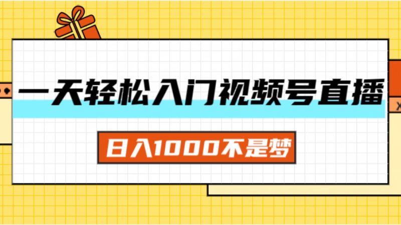 （11906期）一天入门视频号直播带货，日入1000不是梦| 副业网