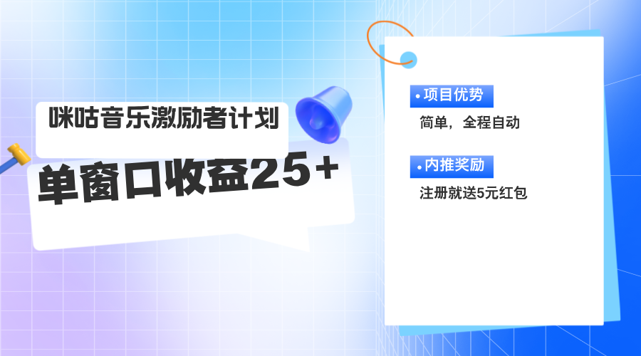（11942期）咪咕激励者计划，单窗口收益20~25，可矩阵操作| 网创圈
