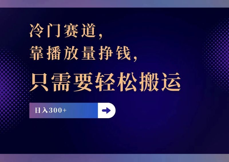 （11965期）冷门赛道，靠播放量挣钱，只需要轻松搬运，日赚300+| 网创圈