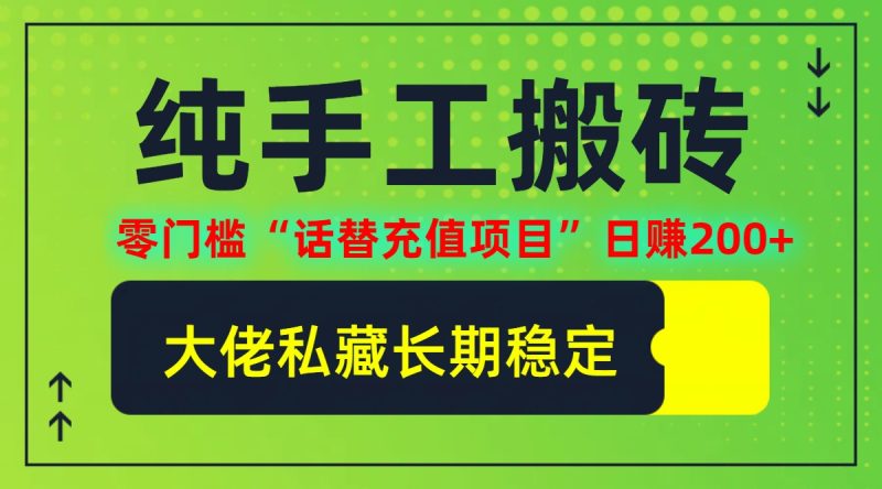 （12701期）纯搬砖零门槛“话替充值项目”日赚200+（大佬私藏）个人工作室都可以快…| 网创圈