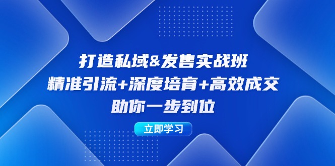 （12642期）打造私域&发售实操班：精准引流+深度培育+高效成交，助你一步到位| 网创圈