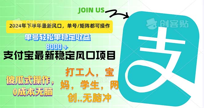 （12563期）下半年最新风口项目，支付宝最稳定玩法，0成本无脑操作，最快当天提现…| 网创圈