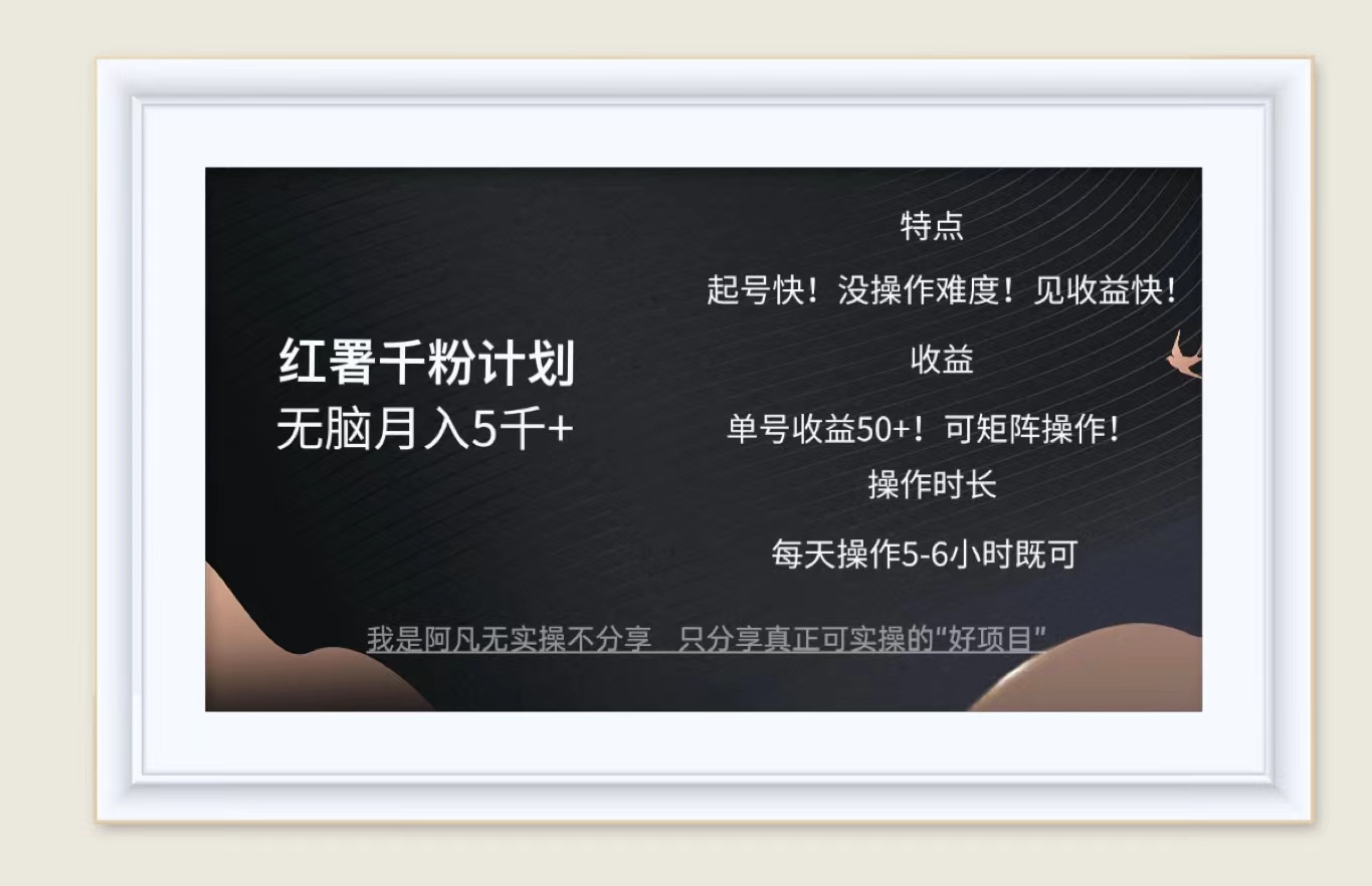 （12560期）红薯千粉计划无脑月入5千+！既做既赚！| 网创圈