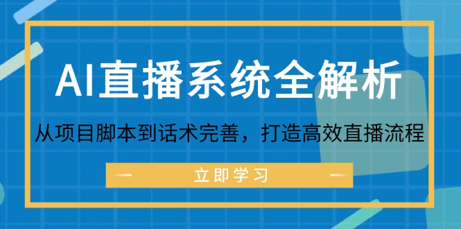 （12509期）AI直播系统全解析：从项目脚本到话术完善，打造高效直播流程| 网创圈