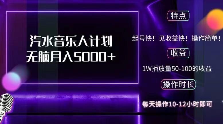 （12429期）抖音汽水音乐人计划无脑月入5000+| 网创圈