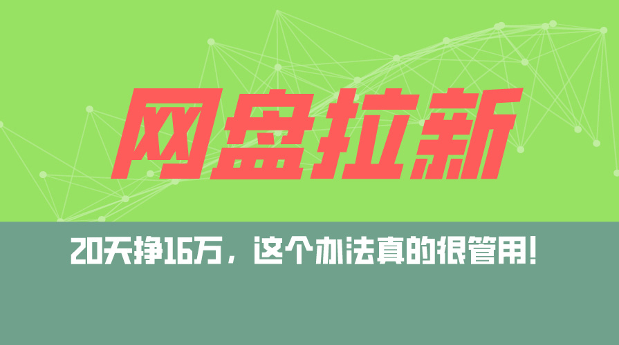 （12294期）网盘拉新+私域运营玩法，零基础入门，小白可操作，当天见效，日入5000+| 网创圈