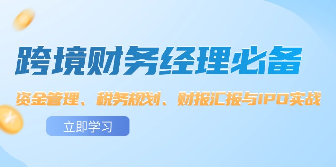 （12323期）跨境 财务经理必备：资金管理、税务规划、财报汇报与IPO实战| 网创圈