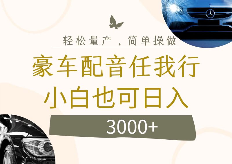 （12206期）不为人知的暴力小项目，豪车配音，日入3000+| 网创圈