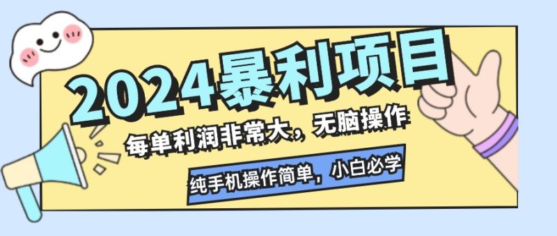 （12130期）2024暴利项目，每单利润非常大，无脑操作，纯手机操作简单，小白必学项目| 副业网
