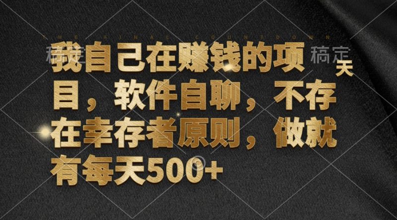 （12956期）我自己在赚钱的项目，软件自聊，不存在幸存者原则，做就有每天500+| 网创圈
