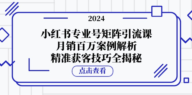 （12943期）小红书专业号矩阵引流课，月销百万案例解析，精准获客技巧全揭秘| 副业网