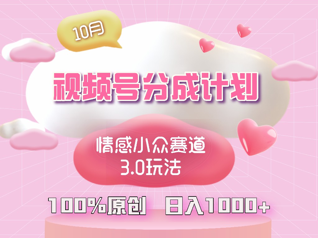 （12939期）视频号情感小众赛道3.0.纯原创视频，每天1小时，小白易上手| 网创圈