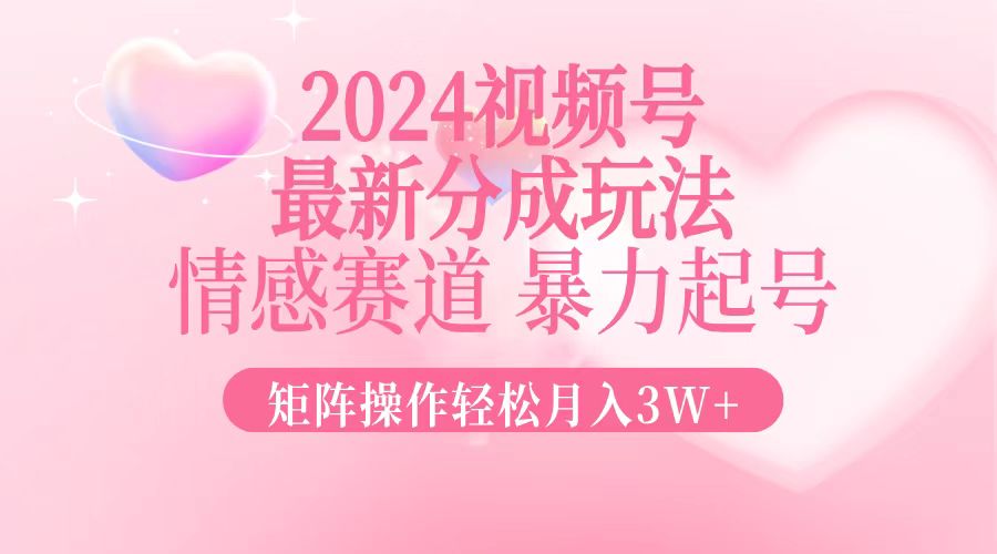 （12922期）2024最新视频号分成玩法，情感赛道，暴力起号，矩阵操作轻松月入3W+| 副业网