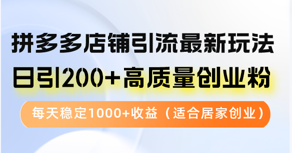 （12892期）拼多多店铺引流最新玩法，日引200+高质量创业粉，每天稳定1000+收益（…| 副业网