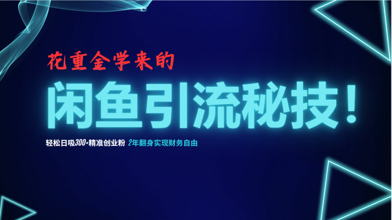 （12887期）花重金学来的闲鱼引流秘技！轻松日吸300+精准创业粉，每天躺赚5000+，2…| 网创圈