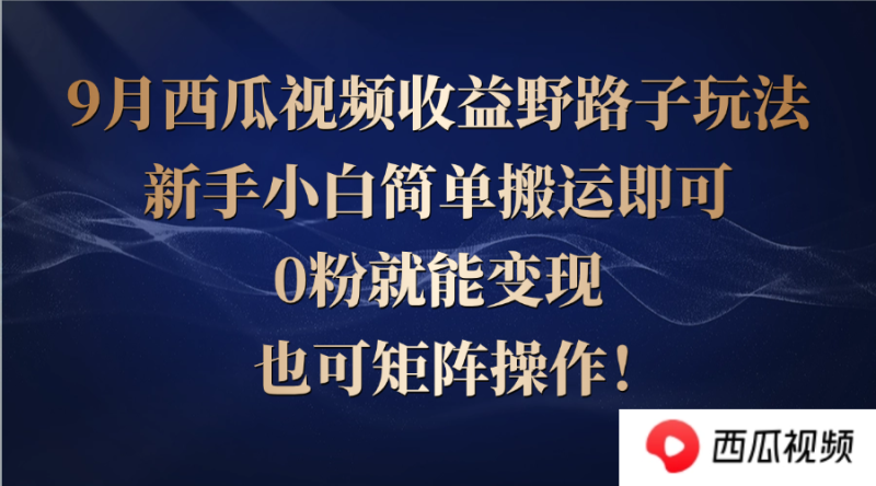 （12760期）西瓜视频收益野路子玩法，新手小白简单搬运即可，0粉就能变现，也可矩…| 副业网