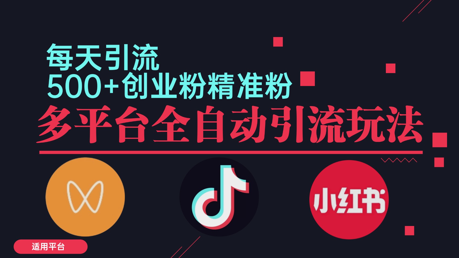（12765期）小红书抖音视频号截流自热全平台引流打法，全自动引流【日引2000+精准…| 网创圈