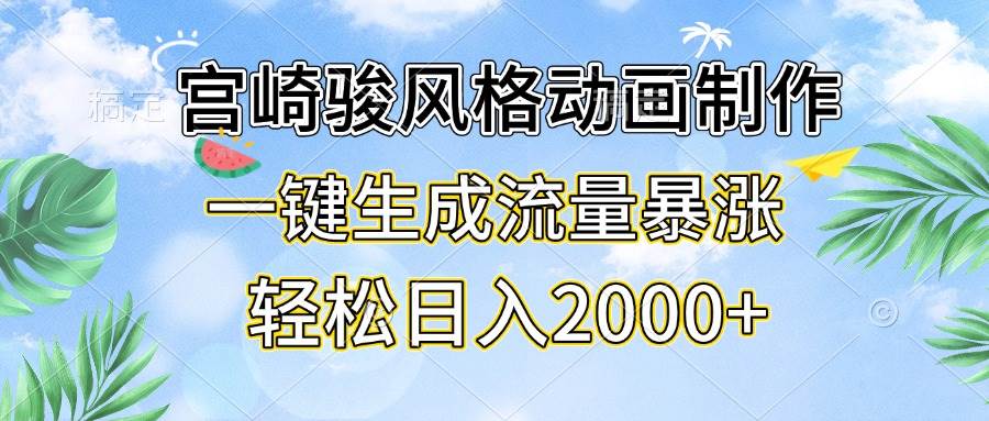 （13386期）宫崎骏风格动画制作，一键生成流量暴涨，轻松日入2000+| 网创圈