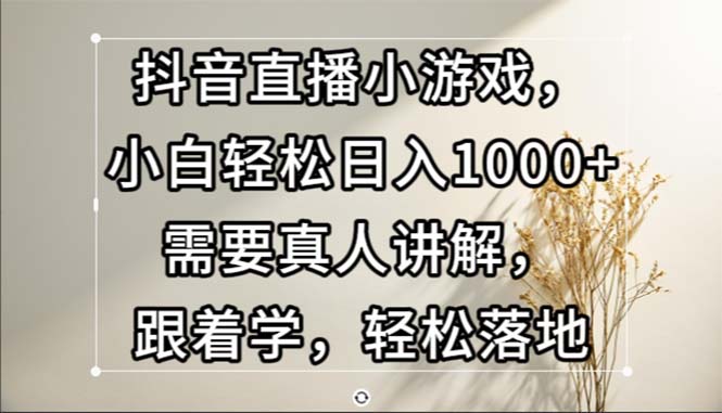 （13075期）抖音直播小游戏，小白轻松日入1000+需要真人讲解，跟着学，轻松落地| 网创圈