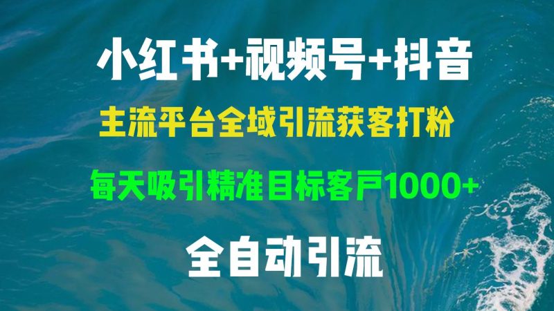 （13104期）小红书，视频号，抖音主流平台全域引流获客打粉，每天吸引精准目标客户…| 网创圈