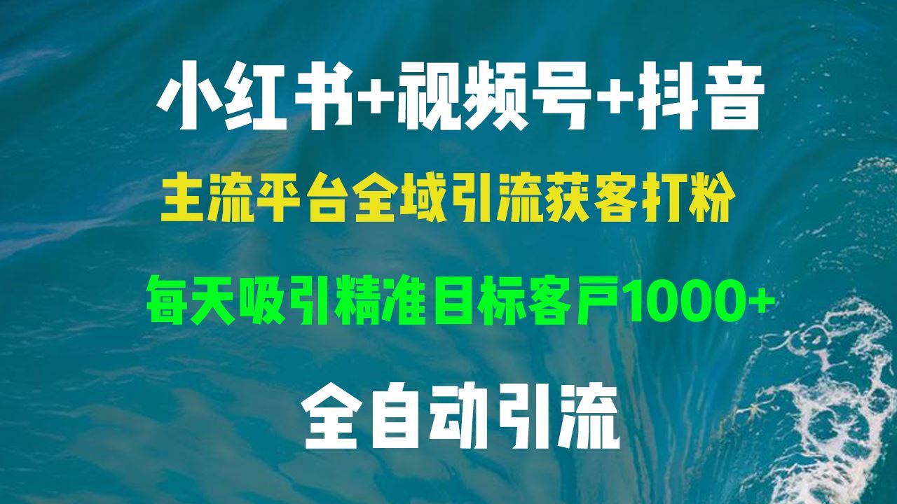 （13104期）小红书，视频号，抖音主流平台全域引流获客打粉，每天吸引精准目标客户…| 网创圈