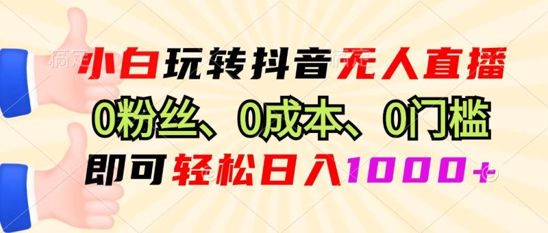 （13210期）小白玩转抖音无人直播，0粉丝、0成本、0门槛，轻松日入1000+| 副业网