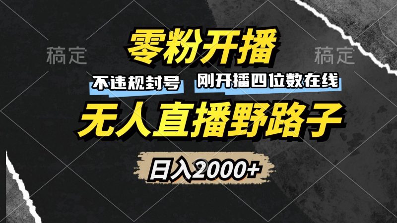 （13292期）零粉开播，无人直播野路子，日入2000+，不违规封号，躺赚收益！| 网创圈