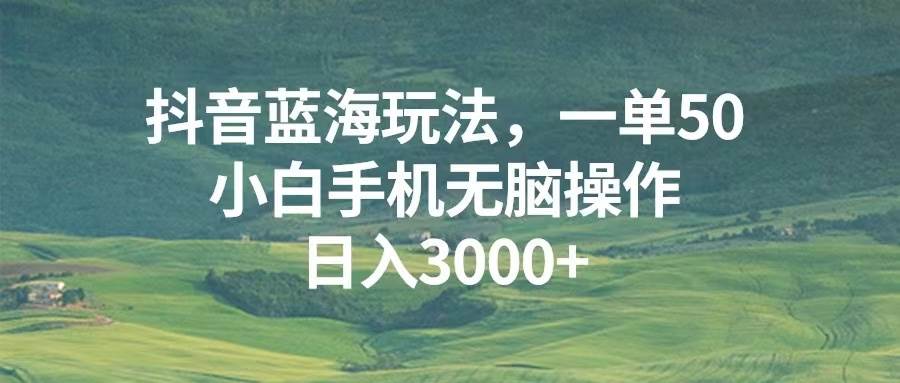 （13353期）抖音蓝海玩法，一单50，小白手机无脑操作，日入3000+| 网创圈