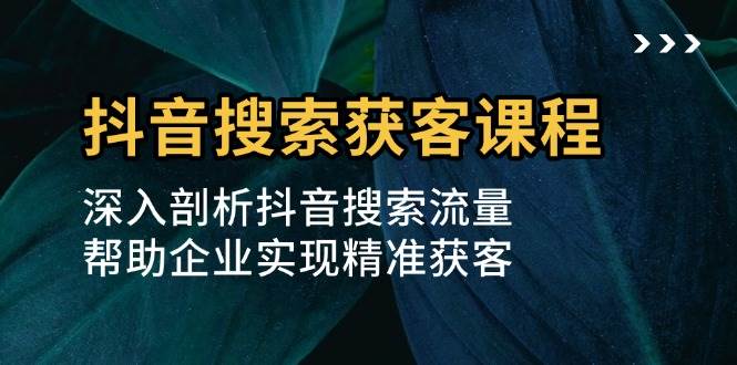 （13465期）抖音搜索获客课程：深入剖析抖音搜索流量，帮助企业实现精准获客| 网创圈