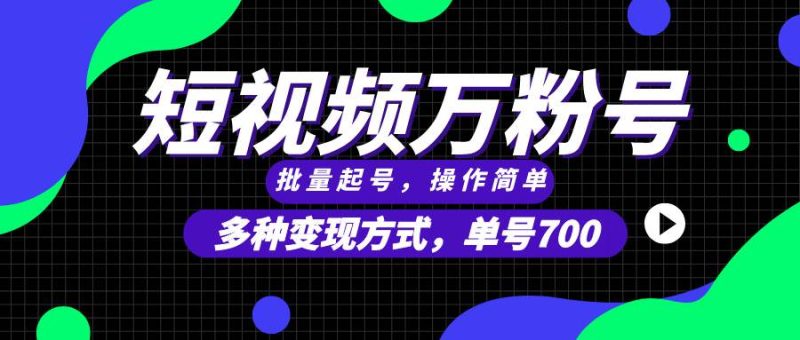 （13497期）短视频快速涨粉，批量起号，单号700，多种变现途径，可无限扩大来做。| 网创圈