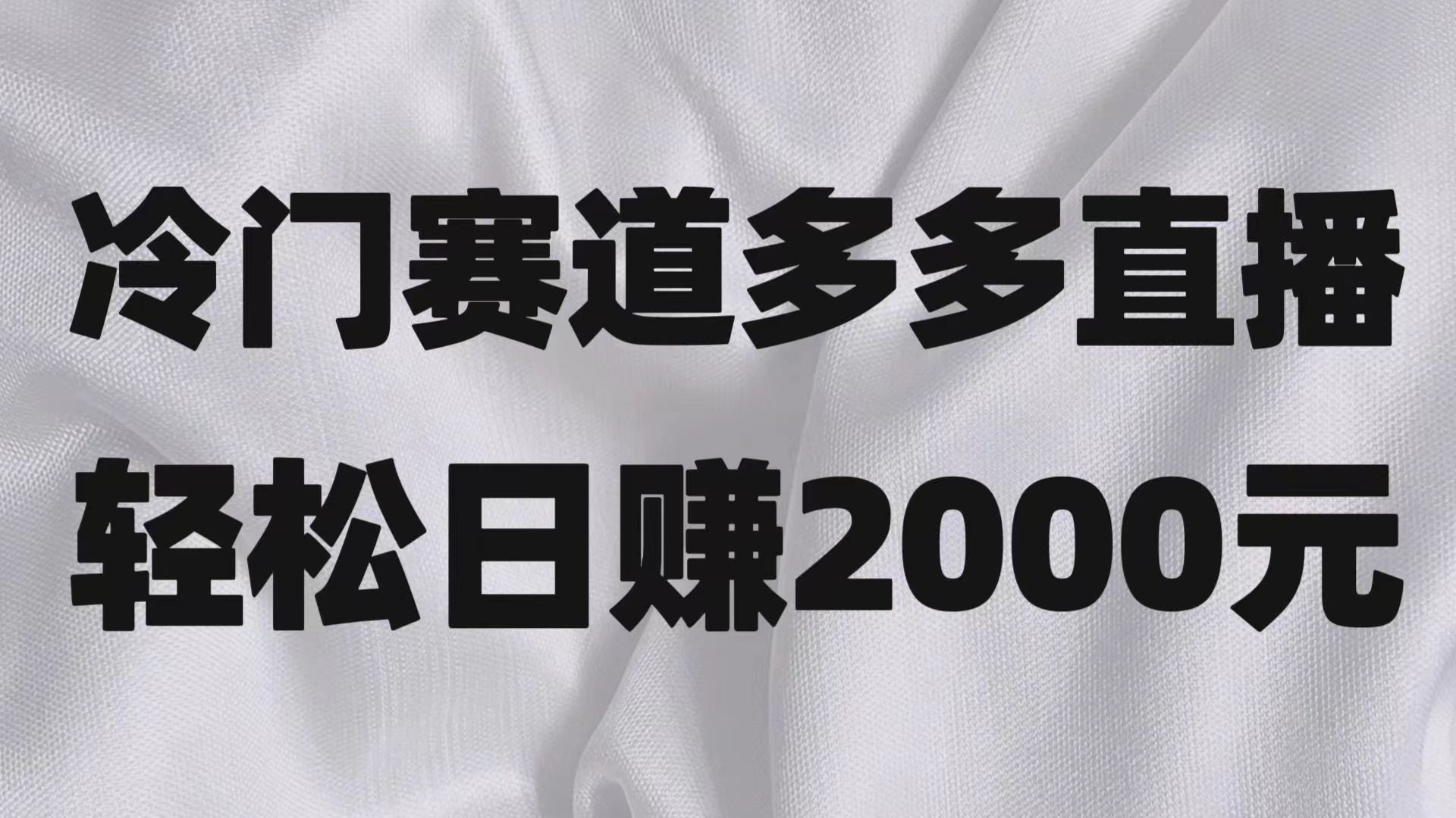 冷门赛道拼多多直播项目，简单念稿子，日收益2000＋| 副业网