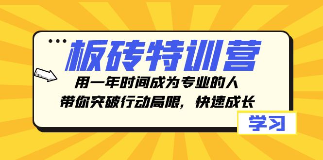 板砖特训营，用一年时间成为专业的人，带你突破行动局限，快速成长| 副业网