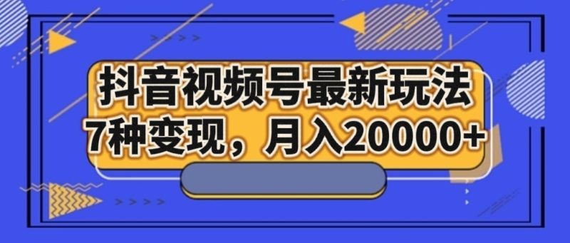 抖音视频号最新玩法，7种变现，月入20000+| 副业网