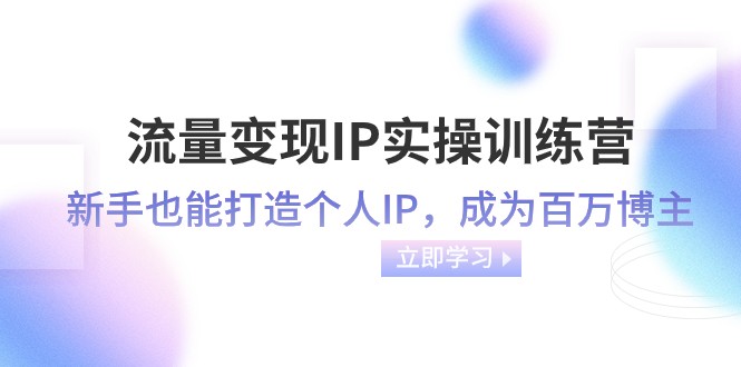 流量变现IP实操训练营：新手也能打造个人IP，成为百万 博主（46节课）| 副业网